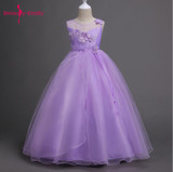 2018 lovely dress for kids Sleeveless Flowers Girls Dresses Bow Appliques for First Communion soft Gown Girls Evening Gowns