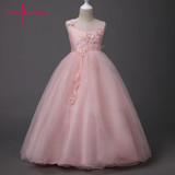 2018 lovely dress for kids Sleeveless Flowers Girls Dresses Bow Appliques for First Communion soft Gown Girls Evening Gowns