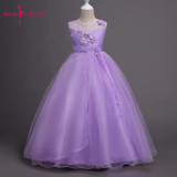 2018 lovely dress for kids Sleeveless Flowers Girls Dresses Bow Appliques for First Communion soft Gown Girls Evening Gowns