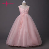 2018 lovely dress for kids Sleeveless Flowers Girls Dresses Bow Appliques for First Communion soft Gown Girls Evening Gowns