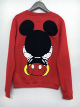 2018 Long-Sleeved Pullovers Mickey Hoodies O-neck Character Printed Red White Kawaii Style sweatshirt for women