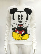 2018 Long-Sleeved Pullovers Mickey Hoodies O-neck Character Printed Red White Kawaii Style sweatshirt for women