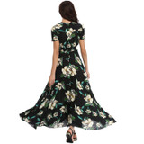 2018 Long Summer Floral Maxi Dress Women Flower Print Casual Split Beach Dress Ladies Elegant Cotton Vintage Boho Party Dresses