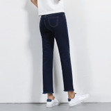 2018 LEIJIJEANS Summer 4 Colors Avaliable Jeans With High Waist Mid Elastic Straight Ankle Length Pants Tassel Fringe Jeans 5622