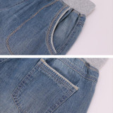 2018 LEIJIJEANS Summer Plus Size 2 Color Bleached Elastic Waist Light Wash Calf Length Cotton Women Loose Stretch Harem Jeans