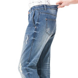 2018 LEIJIJEANS Spring Plus Size Fashion Ripped Hole Bleached Mid Waist Ankle Length Vintage Stretch Loose Harem Women Jeans