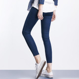 2018 LEIJIJEANS Spring And Summer Plus Size Solid 3 Color Mid Elastic Waist Ankle Length Women Skinny Pencil Stretch Well Jeans