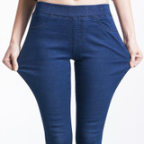 2018 LEIJIJEANS Spring And Summer Plus Size Solid 3 Color Mid Elastic Waist Ankle Length Women Skinny Pencil Stretch Well Jeans