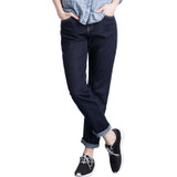 2018 LEIJIJEANS Hot Sale Cool Summer Plus Size S-6XL Solid Prublish Blue Washed Mid Waist Full Length Loose Women Harem Jeans