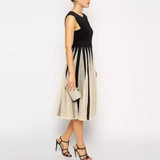 2018 ladies fashion leisure dress sleeveless dress office fashion sexy clothes, gauze stitching large swing dress