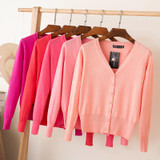 2018 Korean loose short sweater thin section spring and autumn long-sleeved women's cardigan 18314