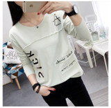 2018 Korean New Women Long Sleeve T-shirt Fashion Letter Printed Kawaii Student T shirt Casual Women Tops Roupa Feminina