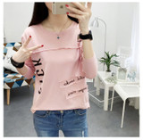 2018 Korean New Women Long Sleeve T-shirt Fashion Letter Printed Kawaii Student T shirt Casual Women Tops Roupa Feminina