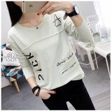 2018 Korean New Women Long Sleeve T-shirt Fashion Letter Printed Kawaii Student T shirt Casual Women Tops Roupa Feminina