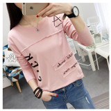 2018 Korean New Women Long Sleeve T-shirt Fashion Letter Printed Kawaii Student T shirt Casual Women Tops Roupa Feminina