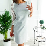 2018 Kawaii Girls Dress O-neck Women Hollow Out Mini Dresses Autumn Winter Wrist Sleeve Vestidos Plus Size Female Clothing GV223
