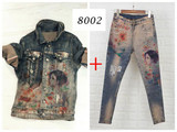 2018 jeans woman casual stretch denim 3D print Painted Pattern jeans women's pants and girl skinny jeans trouser A351