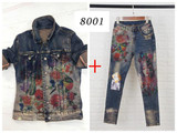 2018 jeans woman casual stretch denim 3D print Painted Pattern jeans women's pants and girl skinny jeans trouser A351