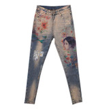 2018 jeans woman casual stretch denim 3D print Painted Pattern jeans women's pants and girl skinny jeans trouser A351