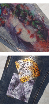 2018 jeans woman casual stretch denim 3D print Painted Pattern jeans women's pants and girl skinny jeans trouser A351