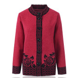 2018 HRM Middle-aged women mother Spring and winter sweater cashmere sweater Grandma fitted sweater cardigan coat big yards
