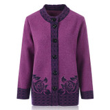 2018 HRM Middle-aged women mother Spring and winter sweater cashmere sweater Grandma fitted sweater cardigan coat big yards