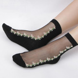 2018 Hot Summer Women Socks Female Thin Crystal Glass Silk Transparent Socks Girls Stretch Socks Chaussette Femme Calcetines
