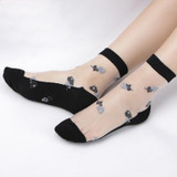 2018 Hot Summer Women Socks Female Thin Crystal Glass Silk Transparent Socks Girls Stretch Socks Chaussette Femme Calcetines