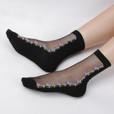 2018 Hot Summer Women Socks Female Thin Crystal Glass Silk Transparent Socks Girls Stretch Socks Chaussette Femme Calcetines