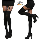 2018 Hot Wholesale price Fashion Women Girls Temptation Sheer Mock Suspender Tights Pantyhose New Arrival Sexy Black Pantyhose