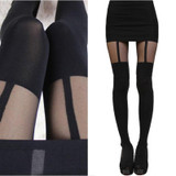 2018 Hot Wholesale price Fashion Women Girls Temptation Sheer Mock Suspender Tights Pantyhose New Arrival Sexy Black Pantyhose