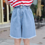 2018 Hot Summer Jeans Elastic High Waist Knee Length Pants Jeans Denim Shorts For Women Shorts Jeans Woman Black White Plus Size