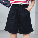 2018 Hot Summer Jeans Elastic High Waist Knee Length Pants Jeans Denim Shorts For Women Shorts Jeans Woman Black White Plus Size