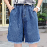 2018 Hot Summer Jeans Elastic High Waist Knee Length Pants Jeans Denim Shorts For Women Shorts Jeans Woman Black White Plus Size