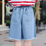 2018 Hot Summer Jeans Elastic High Waist Knee Length Pants Jeans Denim Shorts For Women Shorts Jeans Woman Black White Plus Size