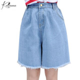 2018 Hot Summer Jeans Elastic High Waist Knee Length Pants Jeans Denim Shorts For Women Shorts Jeans Woman Black White Plus Size