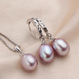 2018 Hot Selling 925 sterling silver jewelry sets 100% natural freshwater pearl jewelry for women 4 colors with gift box Lindo