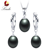 2018 Hot Selling 925 sterling silver jewelry sets 100% natural freshwater pearl jewelry for women 4 colors with gift box Lindo