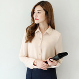 2018 Hot Sale Women Shirts Blouses Long Sleeve Turn-Down Collar Solid Ladies Chiffon Blouse Tops OL Office Style Chemise Femme