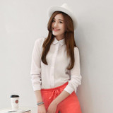 2018 Hot Sale Women Shirts Blouses Long Sleeve Turn-Down Collar Solid Ladies Chiffon Blouse Tops OL Office Style Chemise Femme