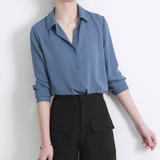 2018 Hot Sale Women Shirts Blouses Long Sleeve Turn-Down Collar Solid Ladies Chiffon Blouse Tops OL Office Style Chemise Femme
