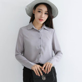 2018 Hot Sale Women Shirts Blouses Long Sleeve Turn-Down Collar Solid Ladies Chiffon Blouse Tops OL Office Style Chemise Femme
