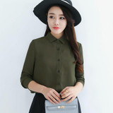 2018 Hot Sale Women Shirts Blouses Long Sleeve Turn-Down Collar Solid Ladies Chiffon Blouse Tops OL Office Style Chemise Femme
