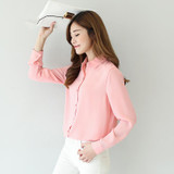 2018 Hot Sale Women Shirts Blouses Long Sleeve Turn-Down Collar Solid Ladies Chiffon Blouse Tops OL Office Style Chemise Femme