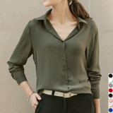 2018 Hot Sale Women Shirts Blouses Long Sleeve Turn-Down Collar Solid Ladies Chiffon Blouse Tops OL Office Style Chemise Femme
