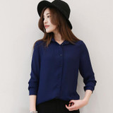 2018 Hot Sale Women Shirts Blouses Long Sleeve Turn-Down Collar Solid Ladies Chiffon Blouse Tops OL Office Style Chemise Femme