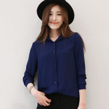 2018 Hot Sale Women Shirts Blouses Long Sleeve Turn-Down Collar Solid Ladies Chiffon Blouse Tops OL Office Style Chemise Femme