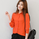 2018 Hot Sale Women Shirts Blouses Long Sleeve Turn-Down Collar Solid Ladies Chiffon Blouse Tops OL Office Style Chemise Femme