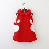 Baby Christmas Clothes cute bunny embroidery vest dress children dress winter toddler baby girls vestido 2-6Y Christmas Costume