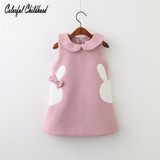 Baby Christmas Clothes cute bunny embroidery vest dress children dress winter toddler baby girls vestido 2-6Y Christmas Costume